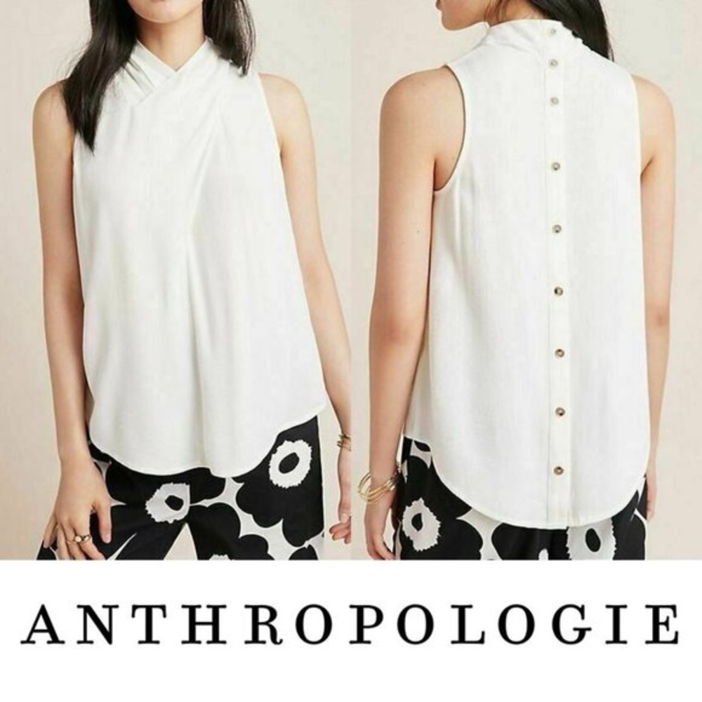 Anthropologie Maeve Adair Sleeveless Top 8 Ivory